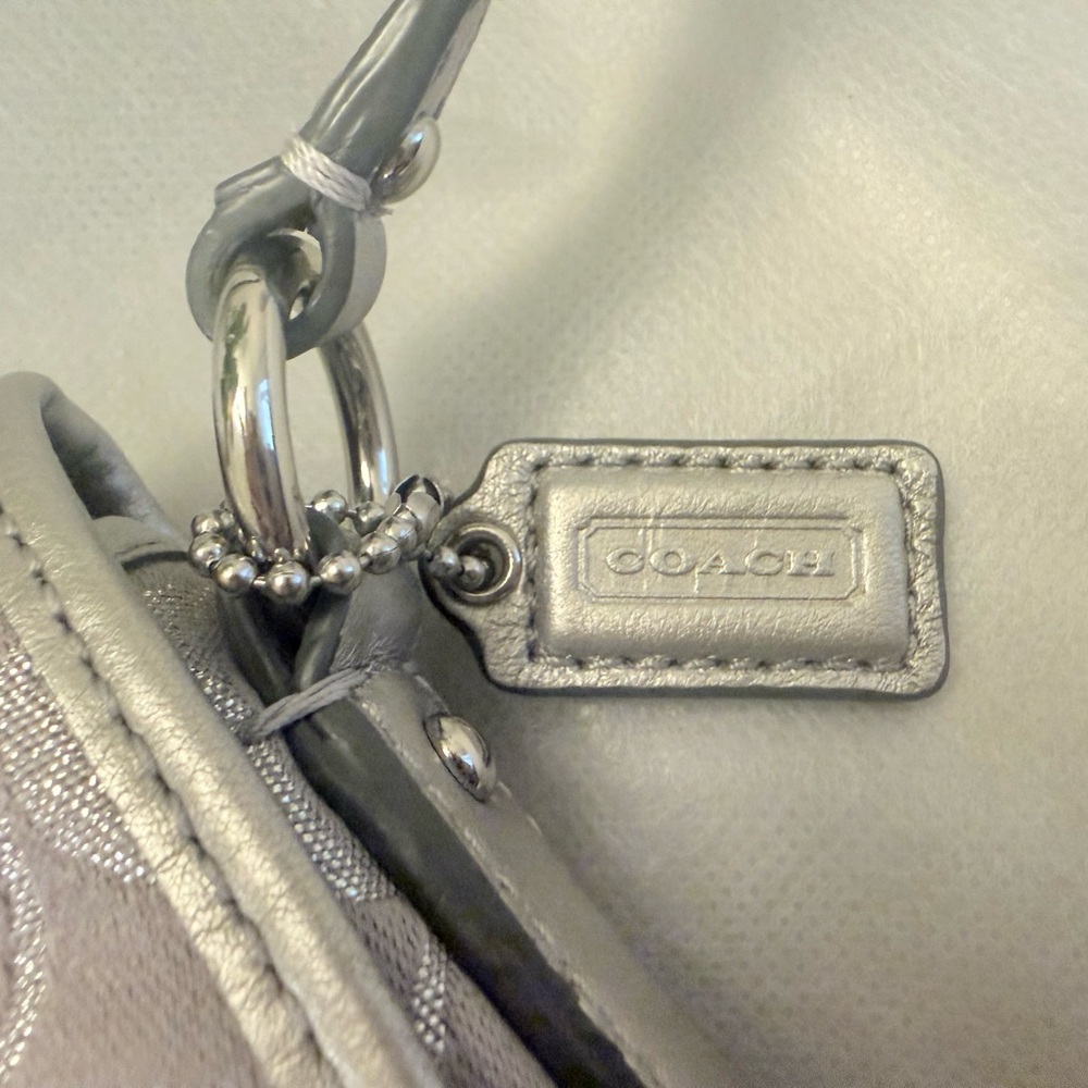 Coach Signature C Silver Metallic Crossbody Bag - Picture 4 of 16
